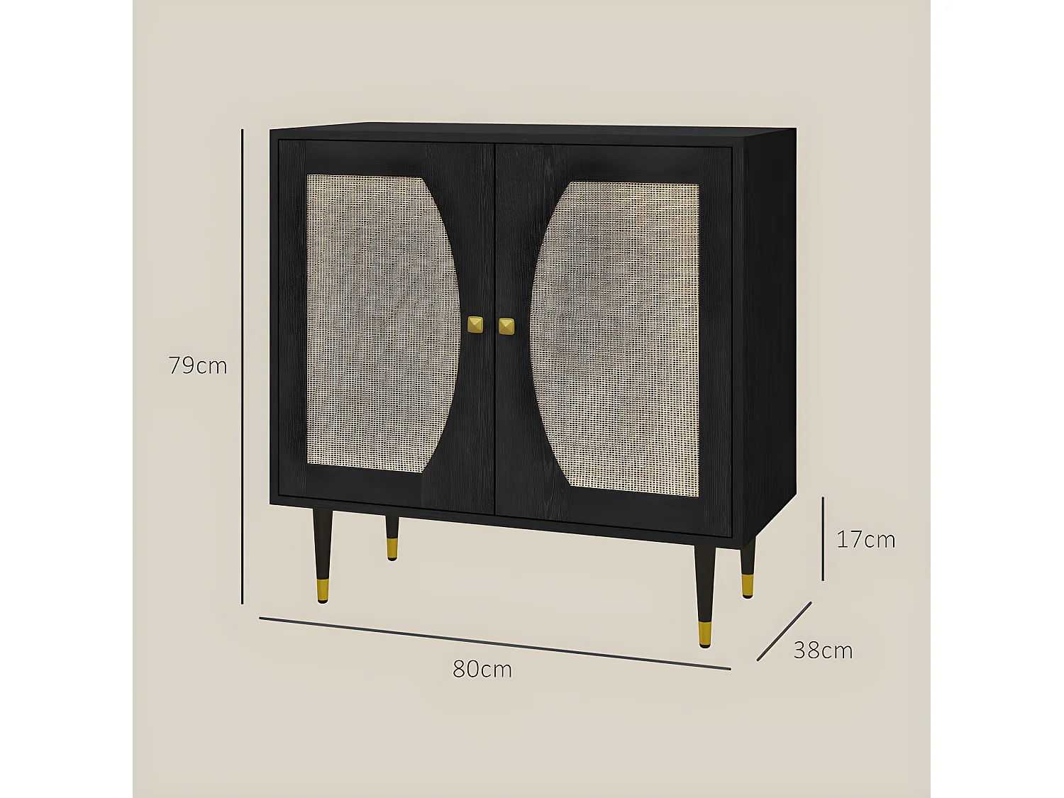 Buffet 2 portes HIDEO cannage et noir