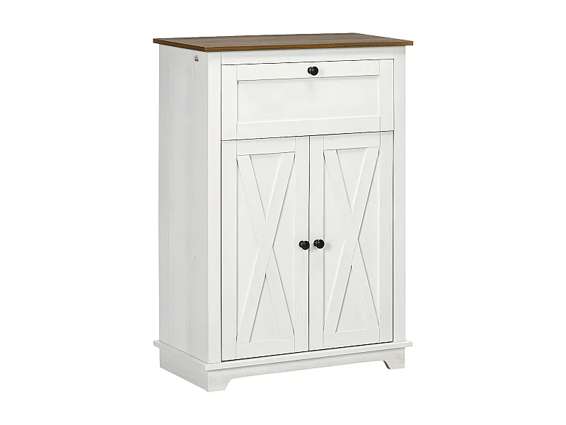 Buffet 2 portes GRETA bois et blanc
