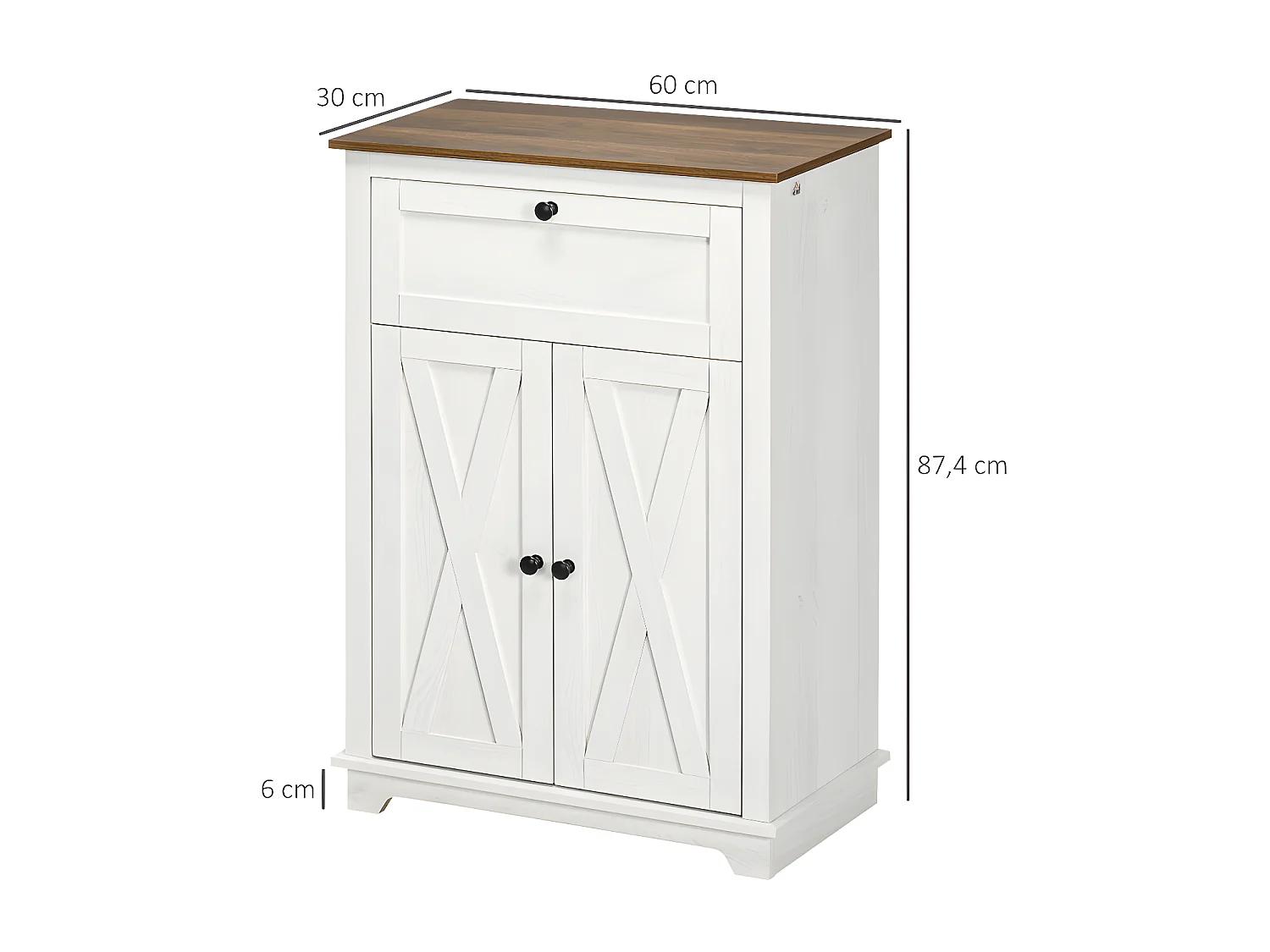 Buffet 2 portes GRETA bois et blanc