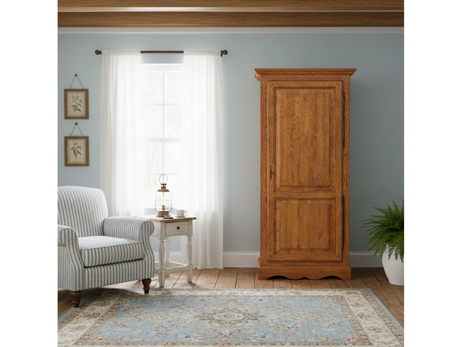 Bonnetière en chêne massif 1 porte 3 tablettes - LA BRESSE