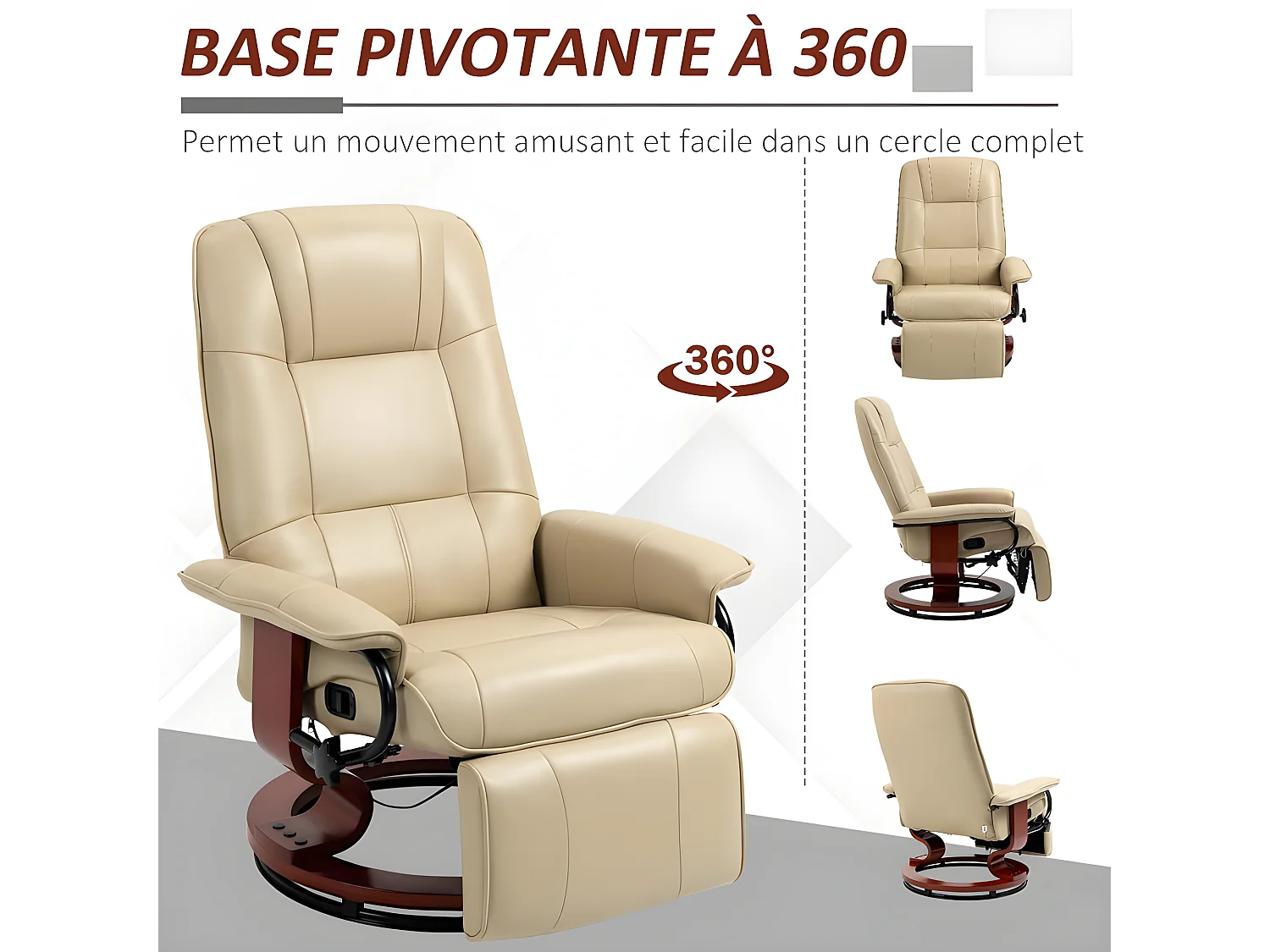 Fauteuil relax inclinable MATHILDE crème