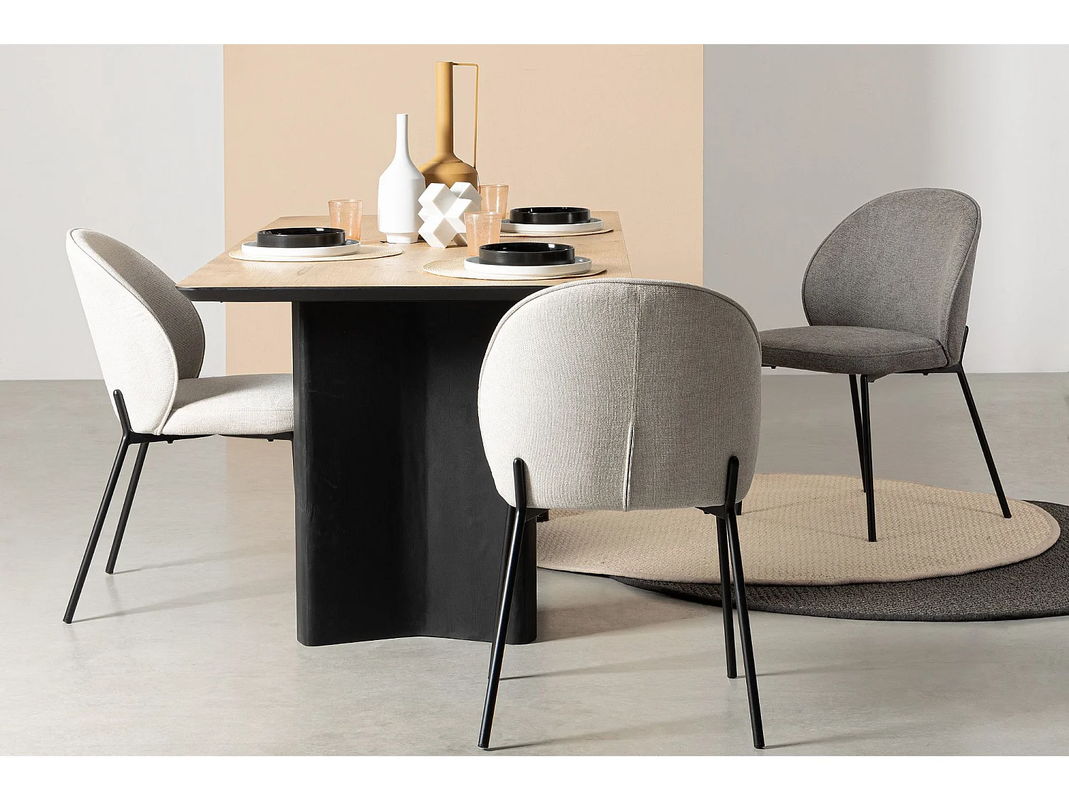 Chaises de salle à manger design en tissu (lot de 2) - NELLY