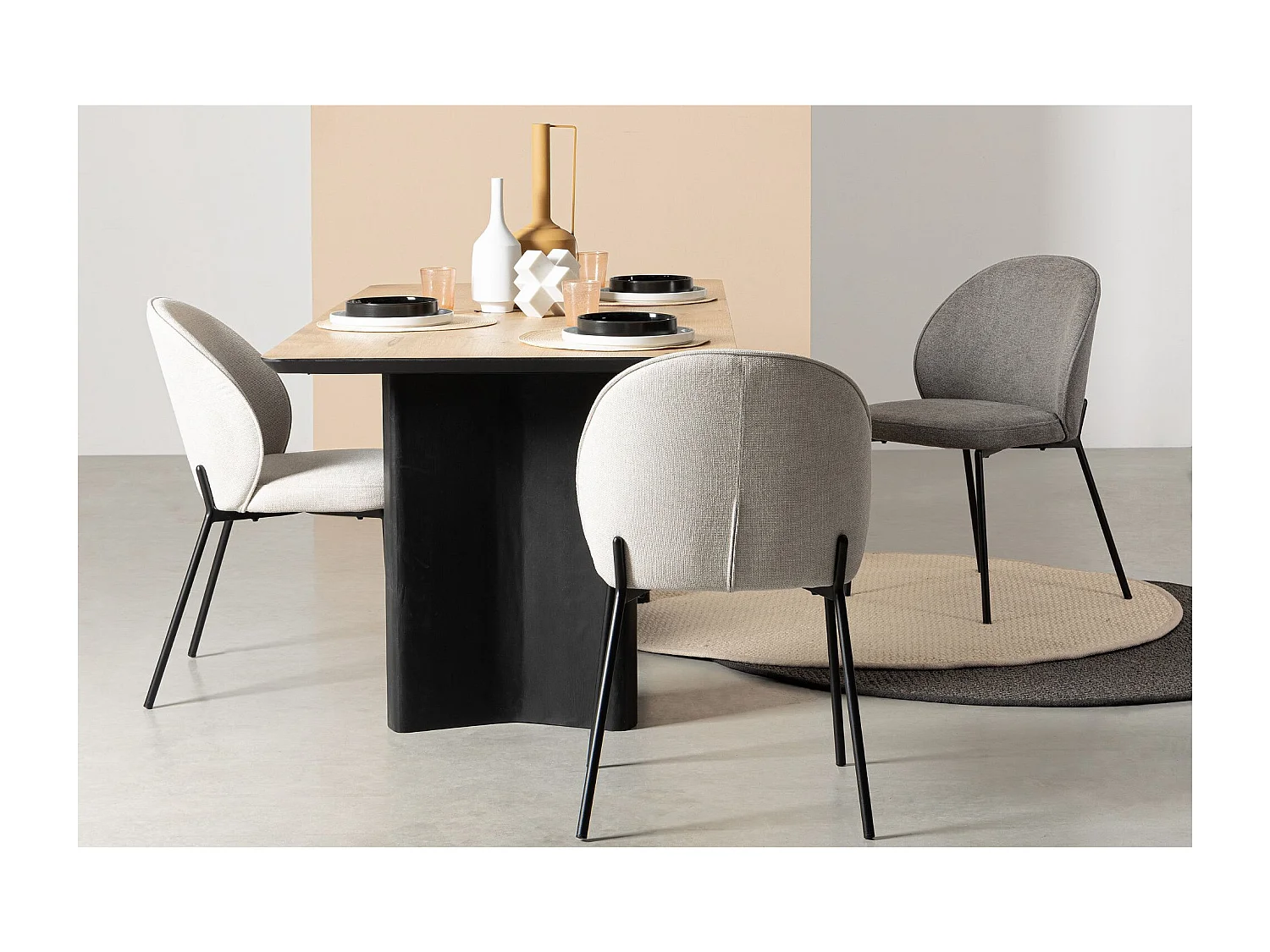 Chaises de salle à manger design en tissu (lot de 2) - NELLY