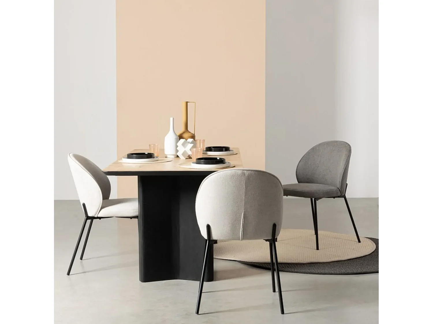 Chaises de salle à manger design en tissu (lot de 2) - NELLY