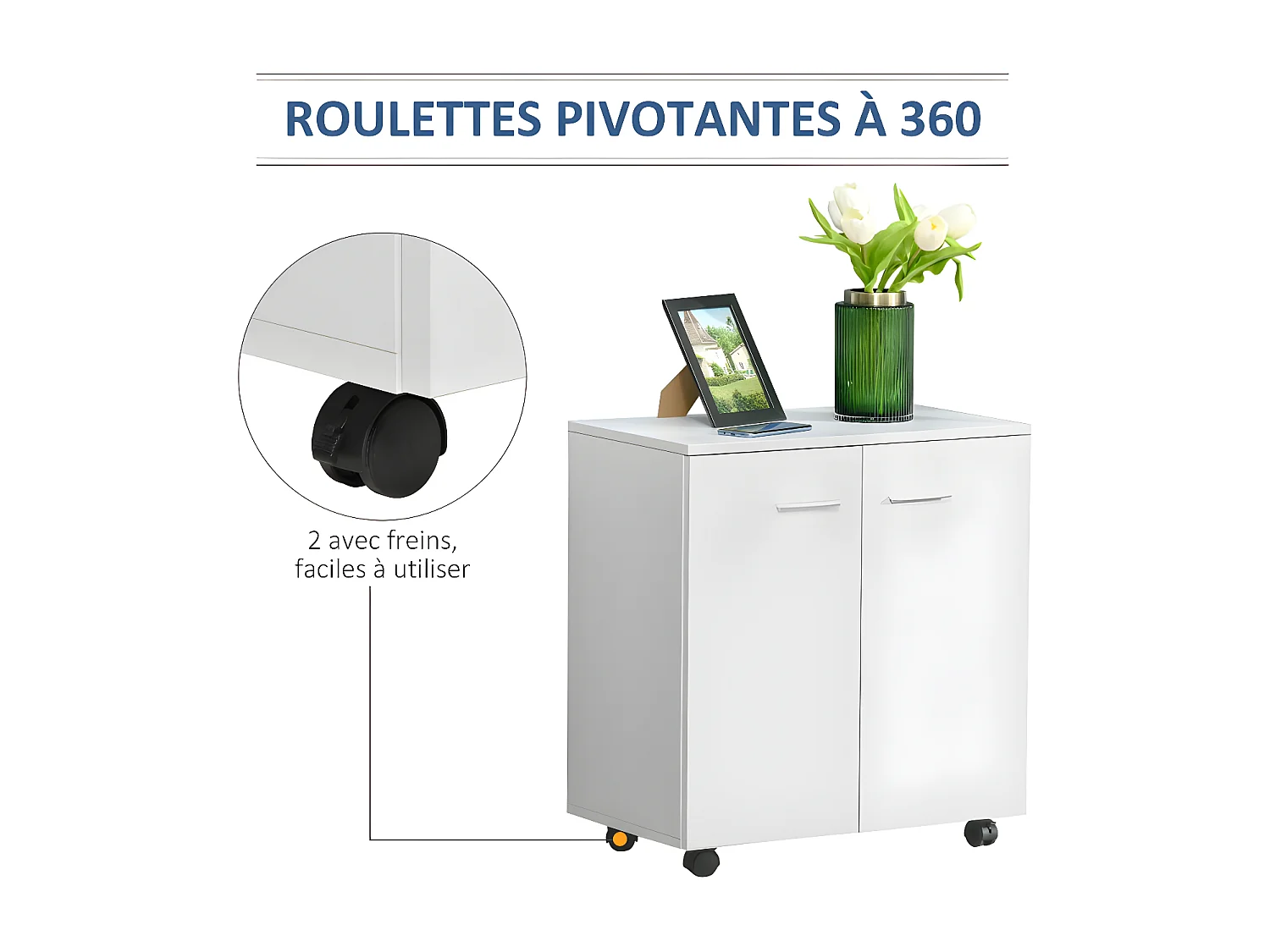 Meuble de rangement support imprimante CANBERRA blanc