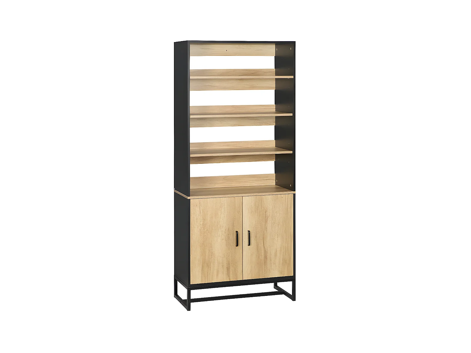 Armoire de cuisine Buffet LOUISY aspect bois et noire