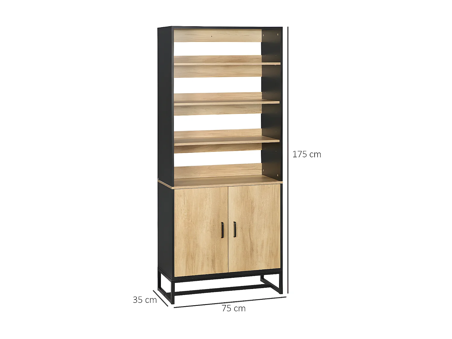 Armoire de cuisine Buffet LOUISY aspect bois et noire