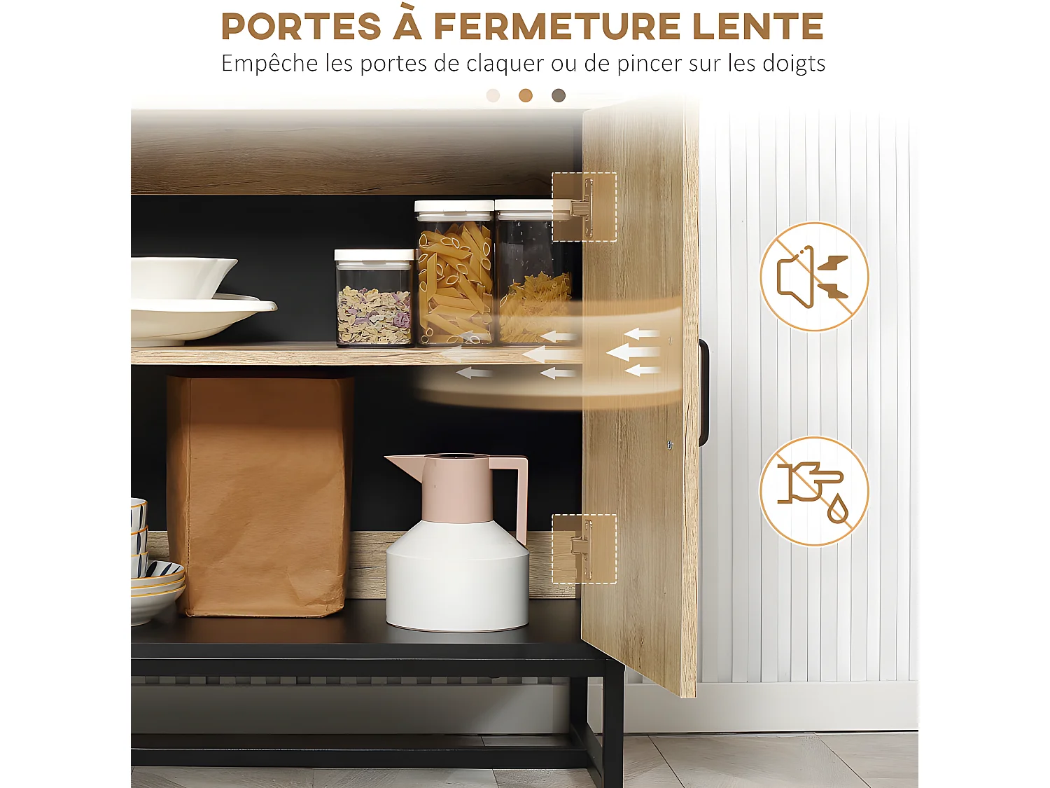 Armoire de cuisine Buffet LOUISY aspect bois et noire