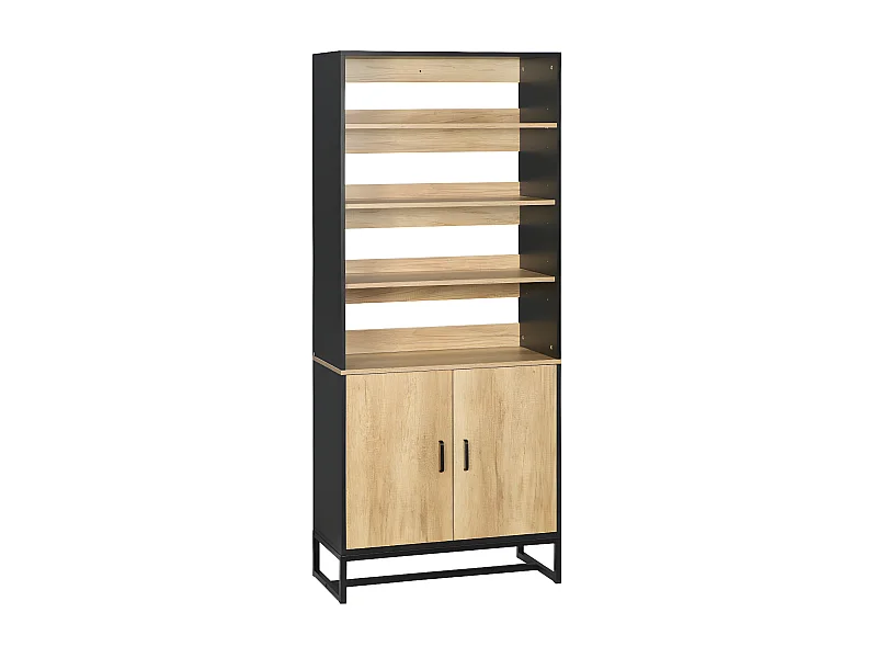 Armoire de cuisine Buffet LOUISY aspect bois et noire