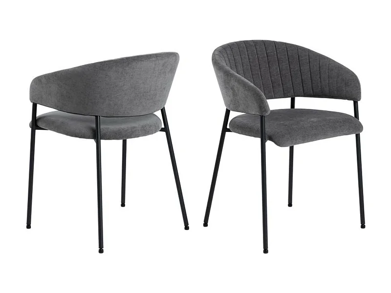 Chaise scandinave en tissu et pieds en métal noir (lot de 2) - ZOLA