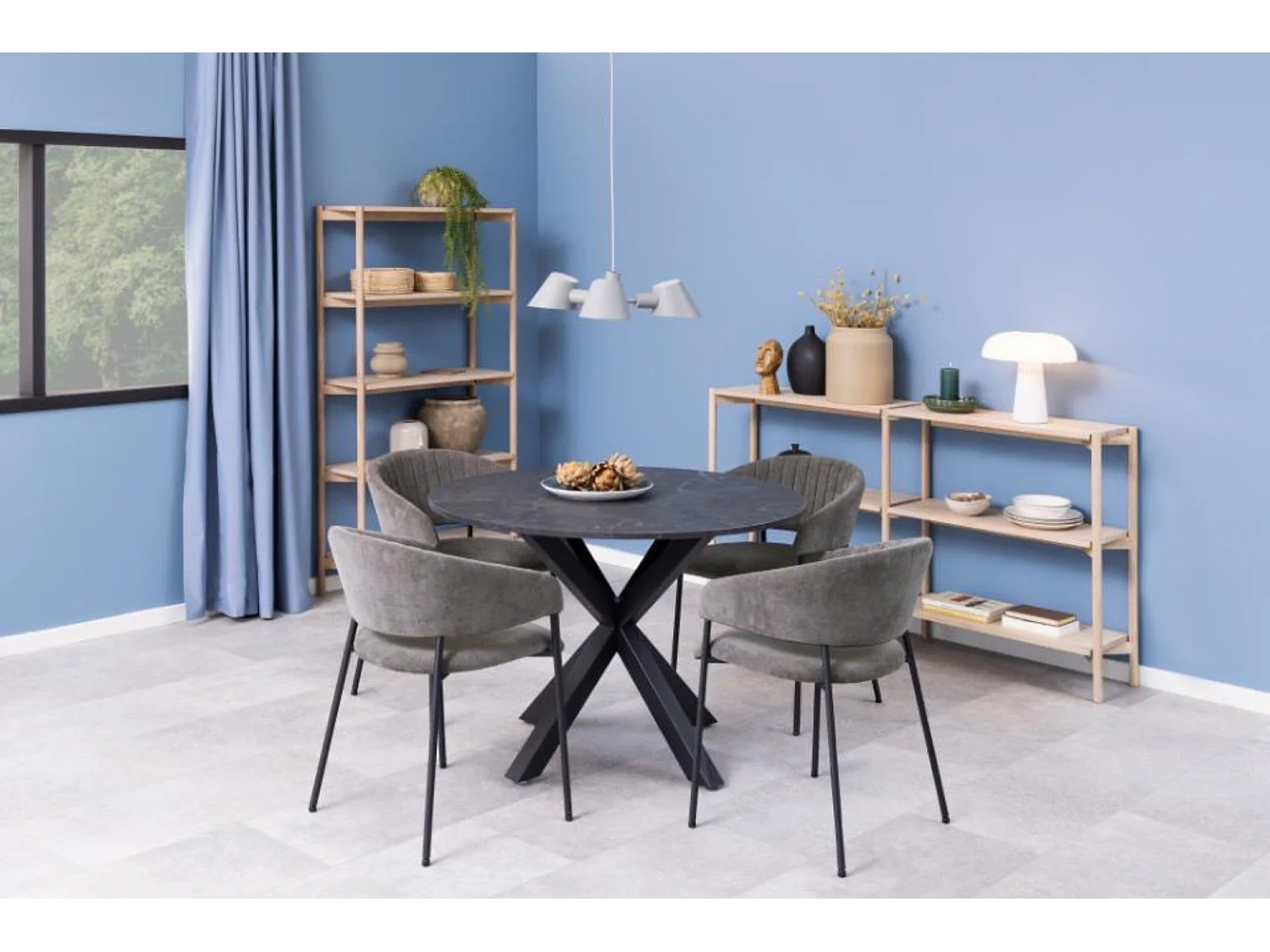 Chaise scandinave en tissu et pieds en métal noir (lot de 2) - ZOLA