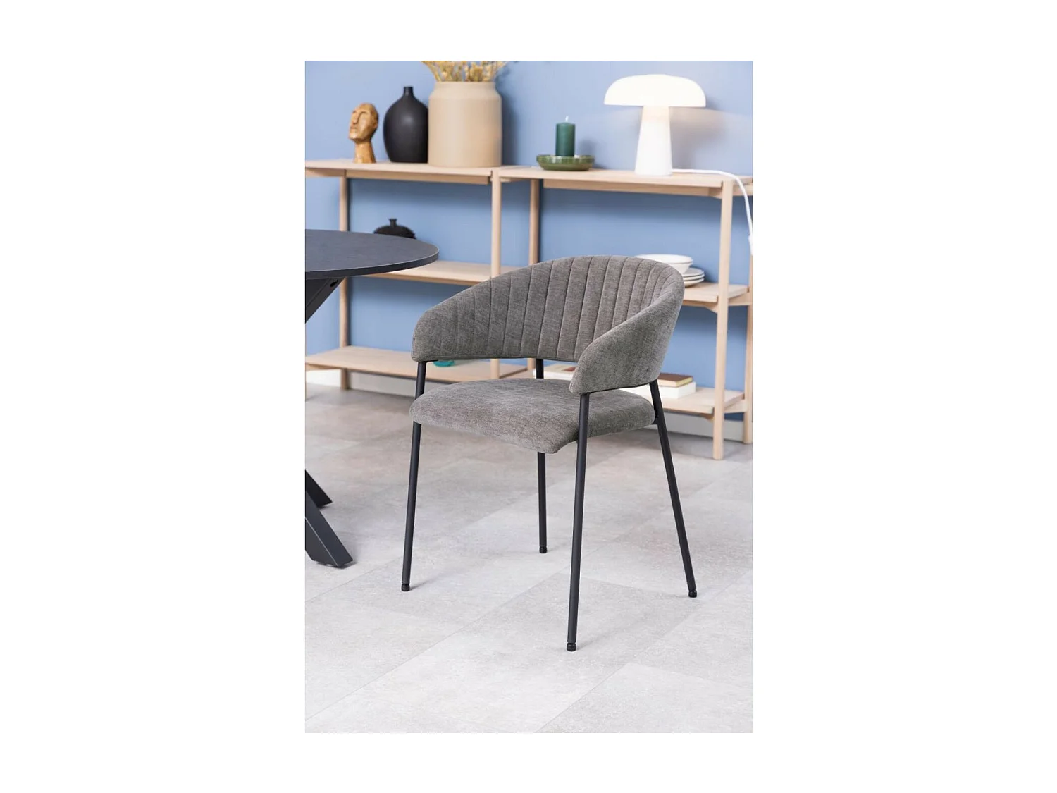Chaise scandinave en tissu et pieds en métal noir (lot de 2) - ZOLA