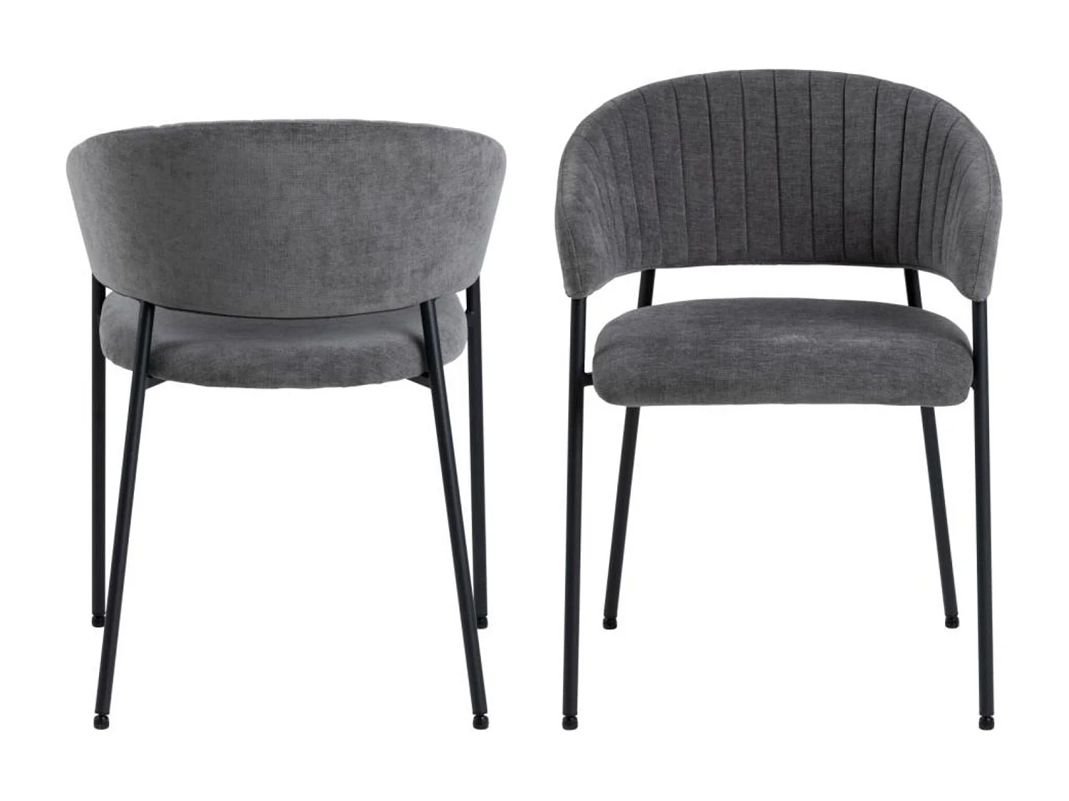 Chaise scandinave en tissu et pieds en métal noir (lot de 2) - ZOLA