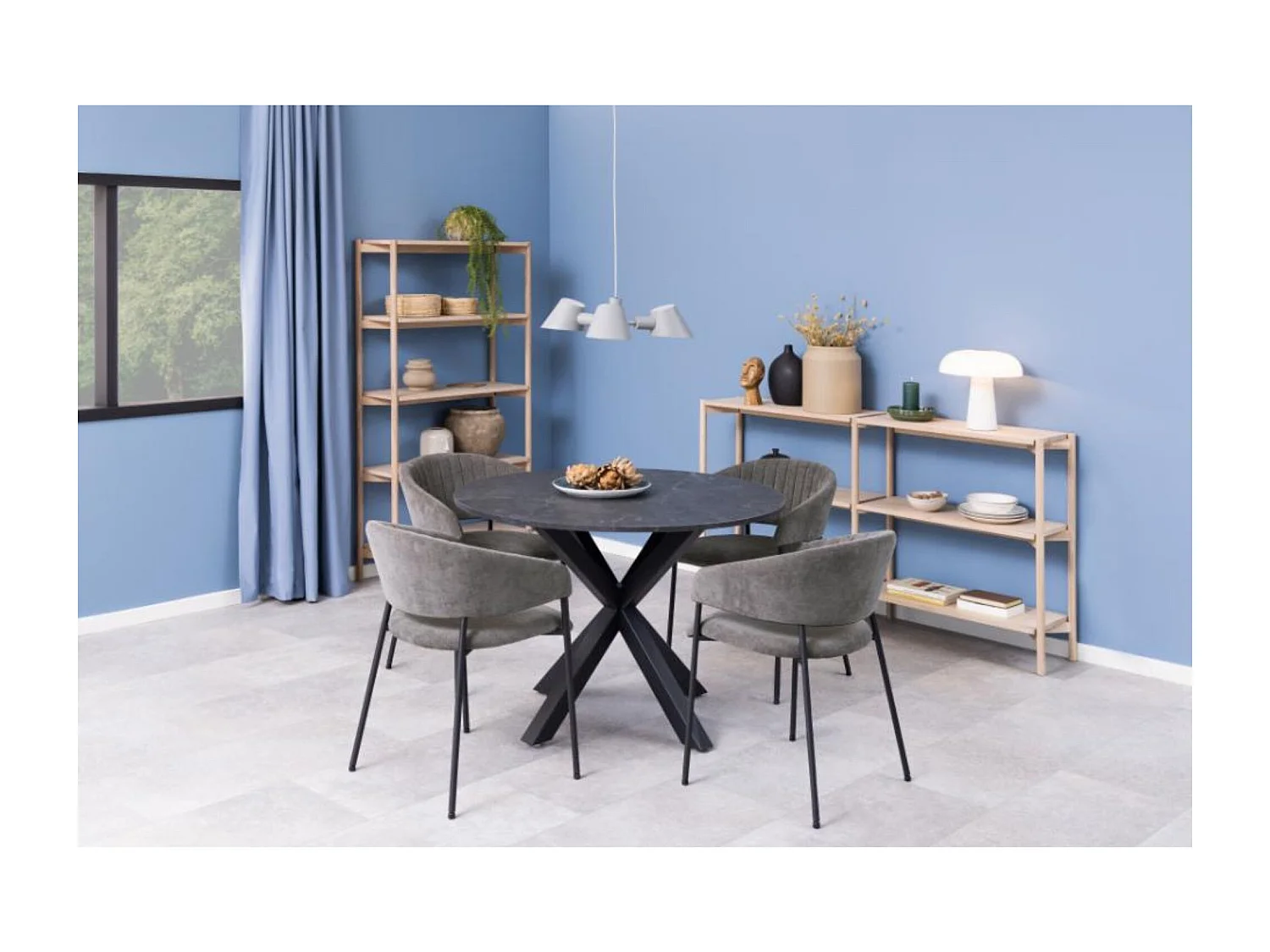 Chaise scandinave en tissu et pieds en métal noir (lot de 2) - ZOLA