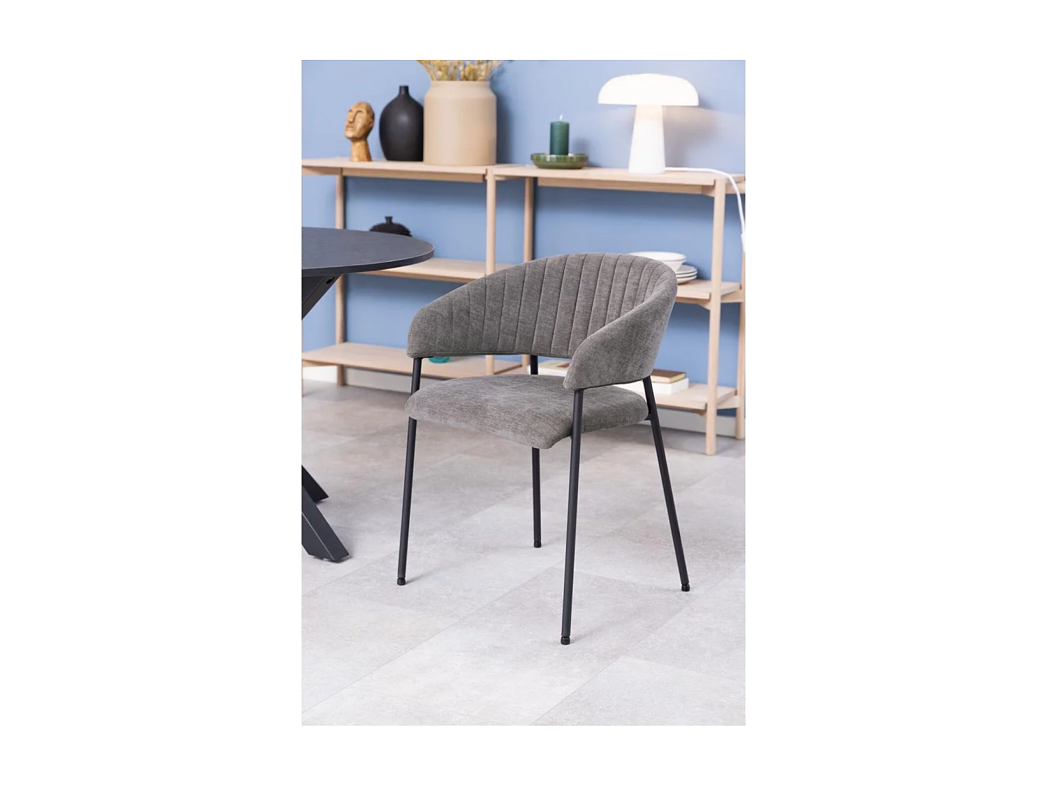 Chaise scandinave en tissu et pieds en métal noir (lot de 2) - ZOLA