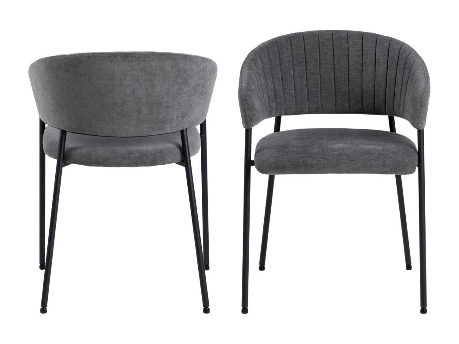 Chaise scandinave en tissu et pieds en métal noir (lot de 2) - ZOLA