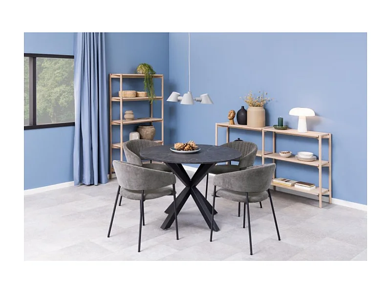 Chaise scandinave en tissu et pieds en métal noir (lot de 2) - ZOLA