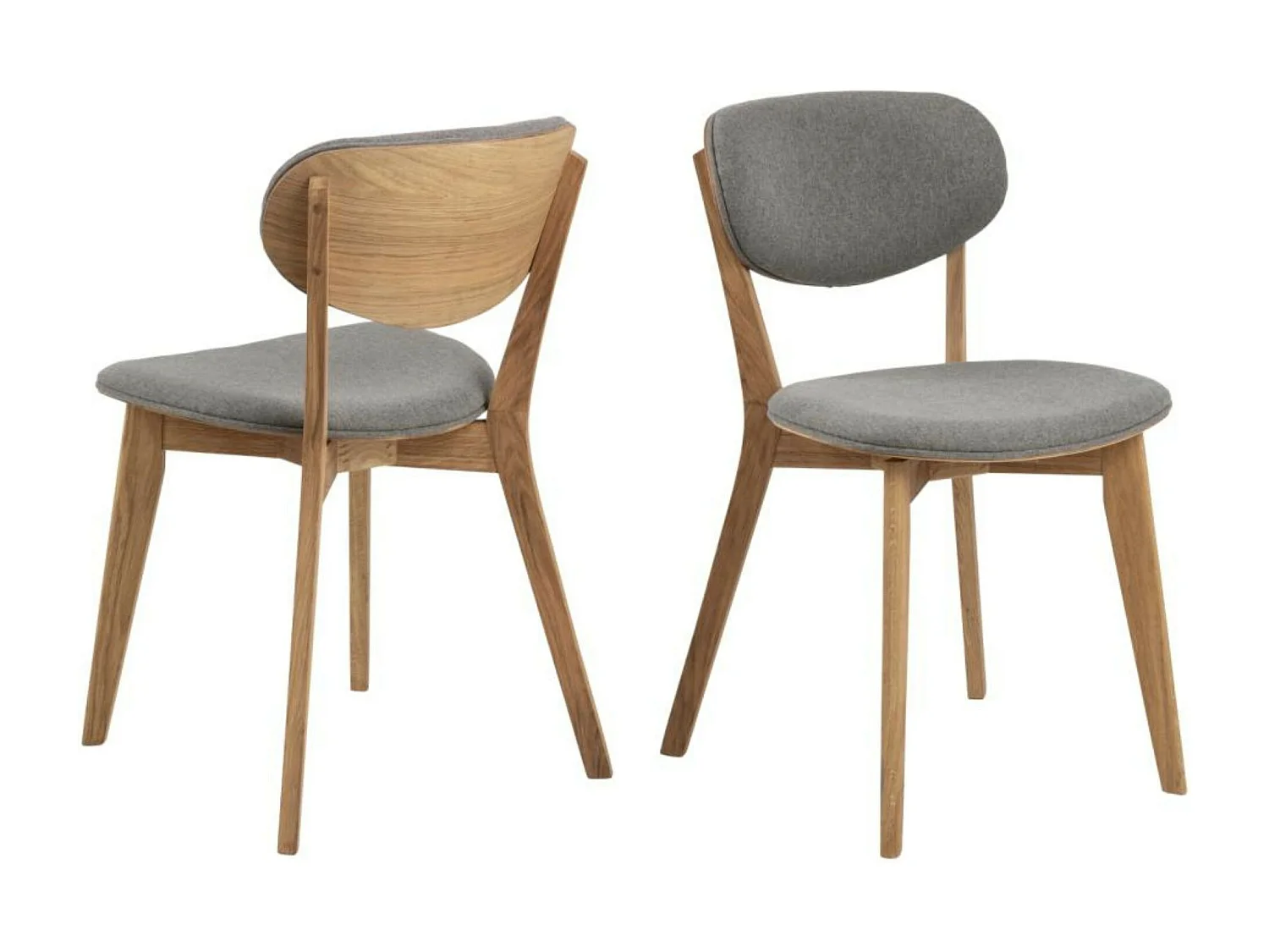 Chaises de salle à manger en chêne et tissu gris (lot de 2) - MASCHA