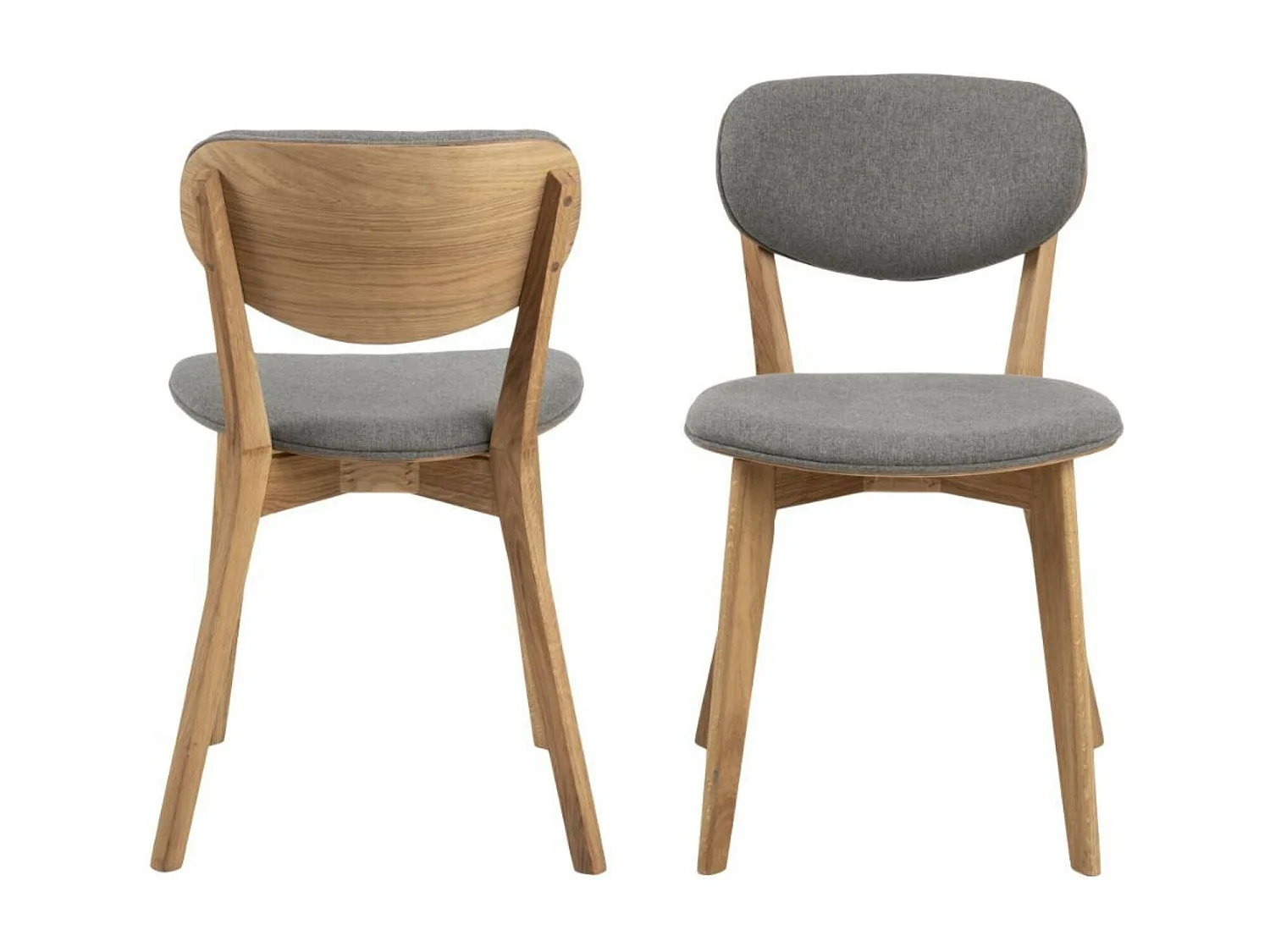 Chaises de salle à manger en chêne et tissu gris (lot de 2) - MASCHA