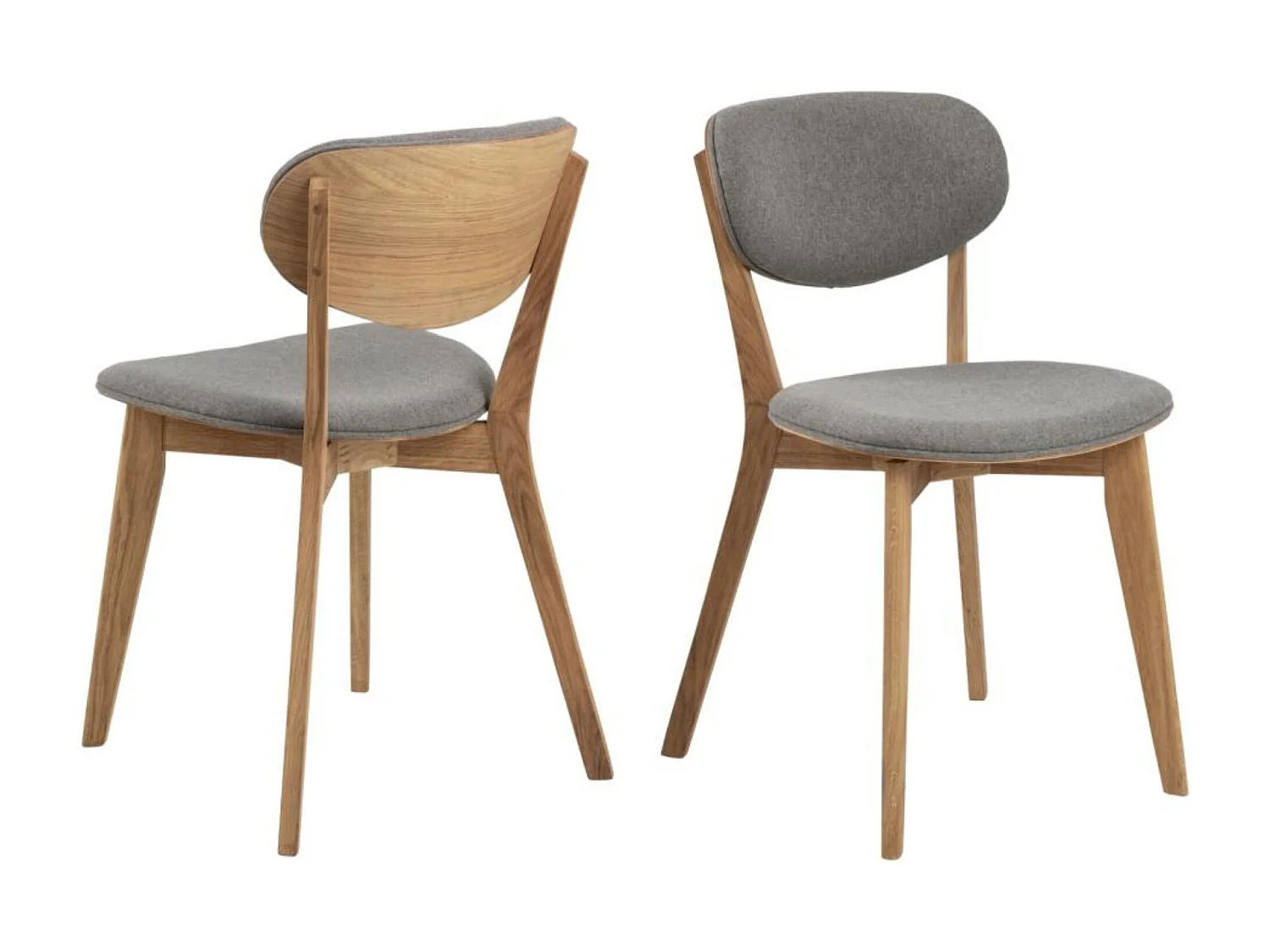 Chaises de salle à manger en chêne et tissu gris (lot de 2) - MASCHA