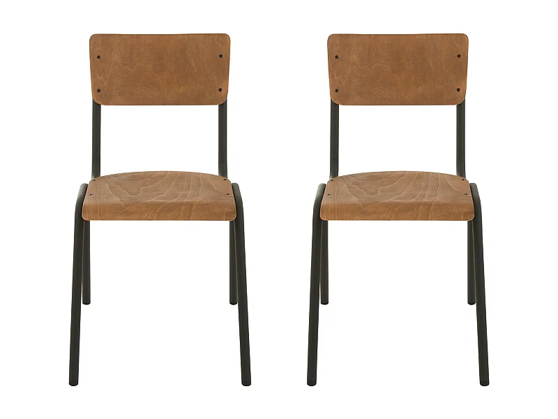 Chaise en bois et métal (lot de 2) - CHARLEMAGNE