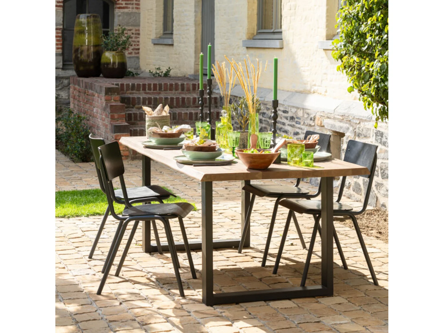 Chaise en bois et métal (lot de 2) - CHARLEMAGNE