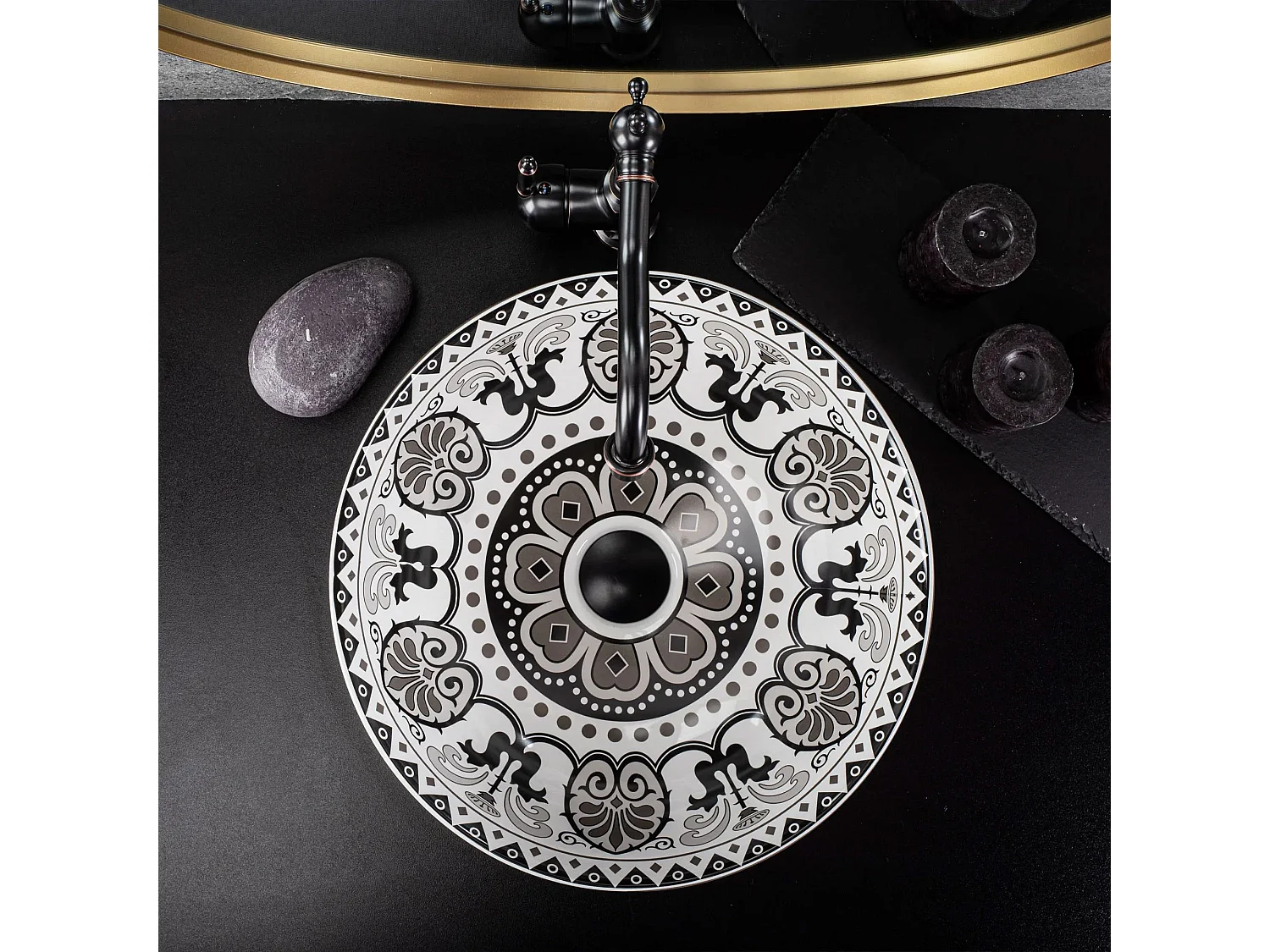 Opzetwastafel Rea Etno White Black