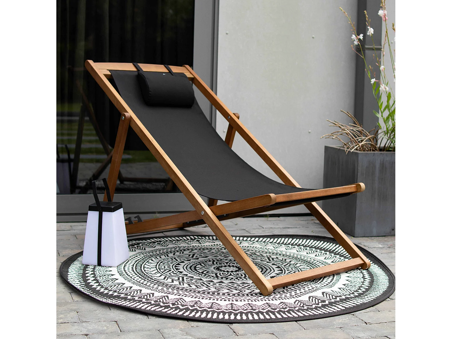 Tapis rond polypropylène noir 160cm