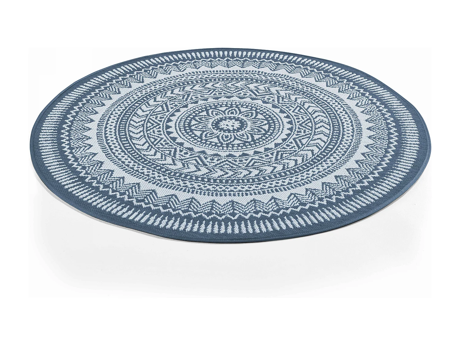Tapis rond polypropylène bleu 120cm