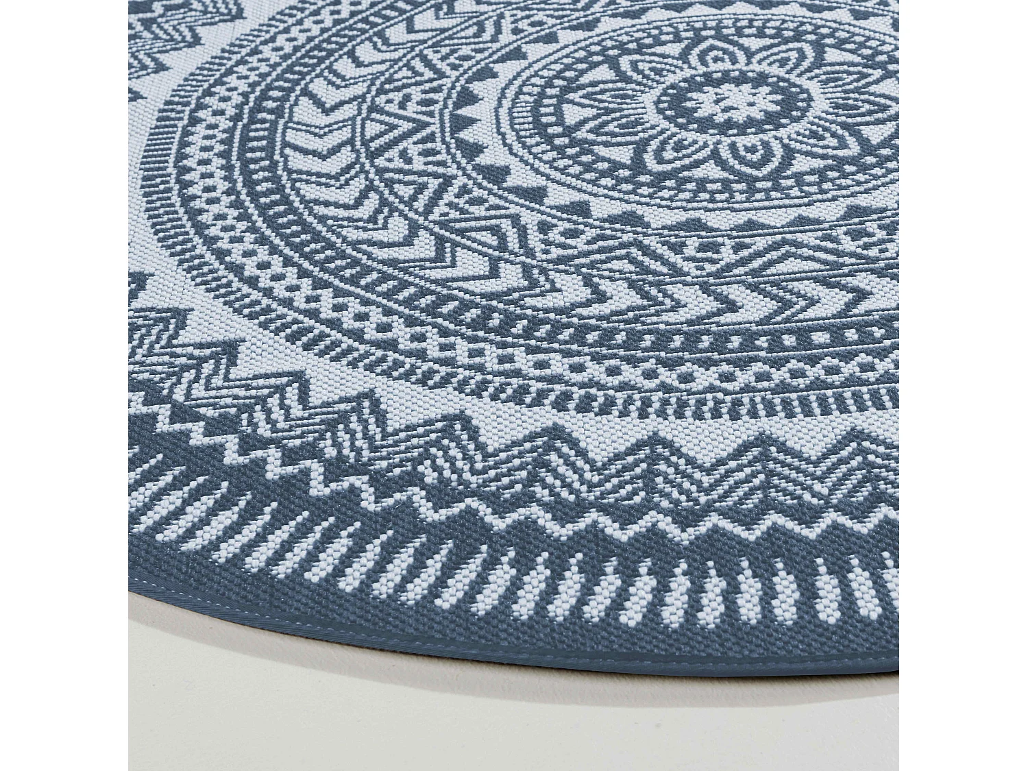 Tapis rond polypropylène bleu 120cm