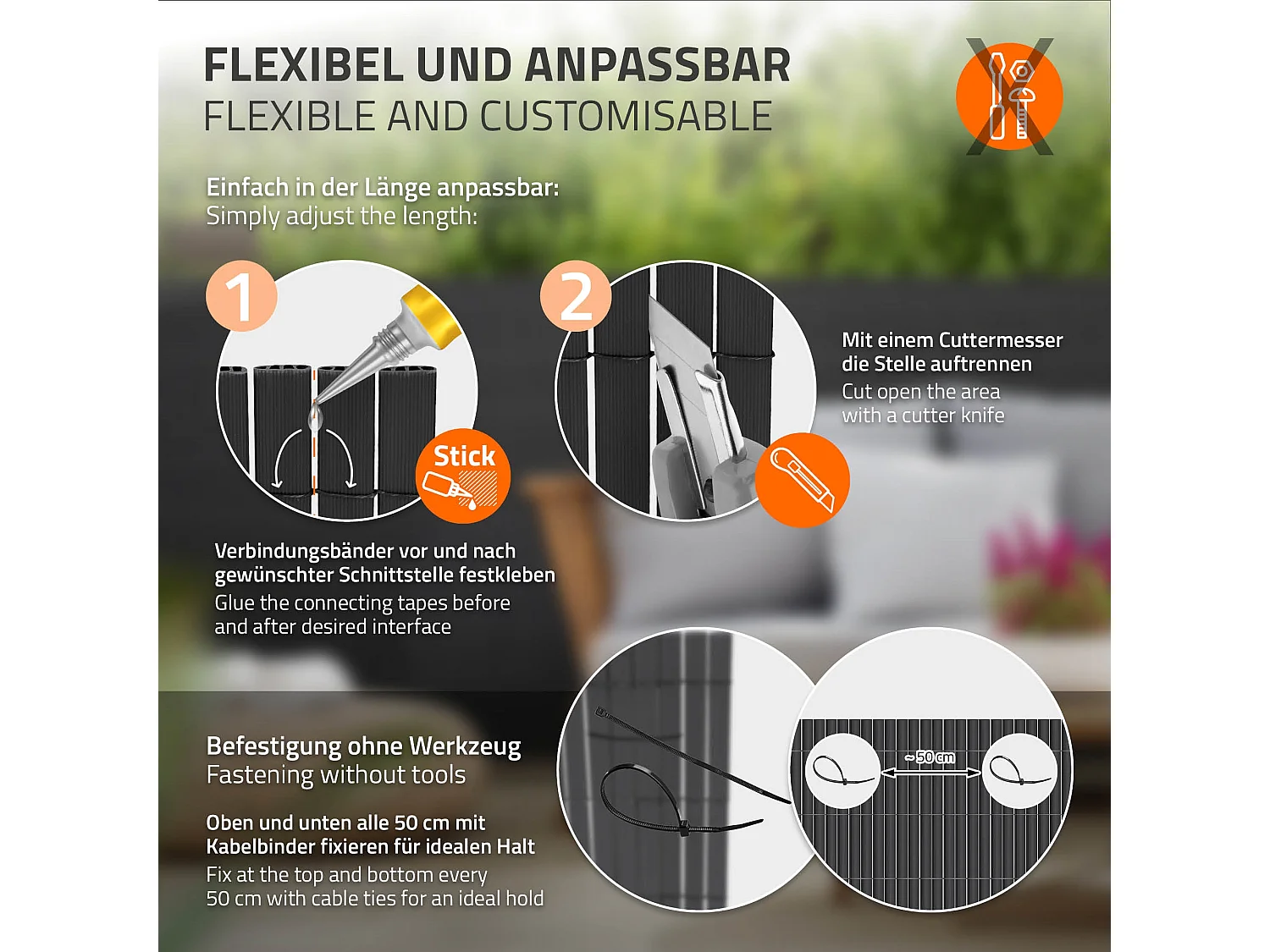 Filet de protection visuelle de jardin natte en PVC 90x300 cm clôture anthracite