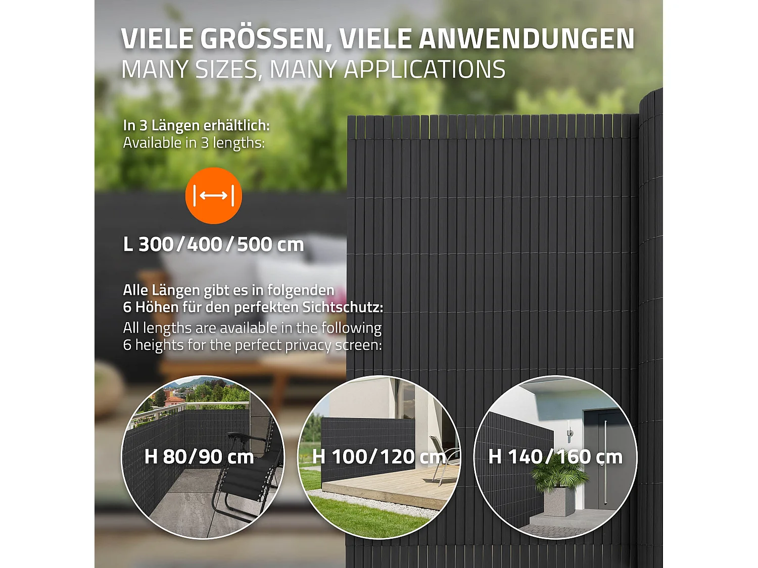 Filet de protection visuelle de jardin natte en PVC 90x300 cm clôture anthracite