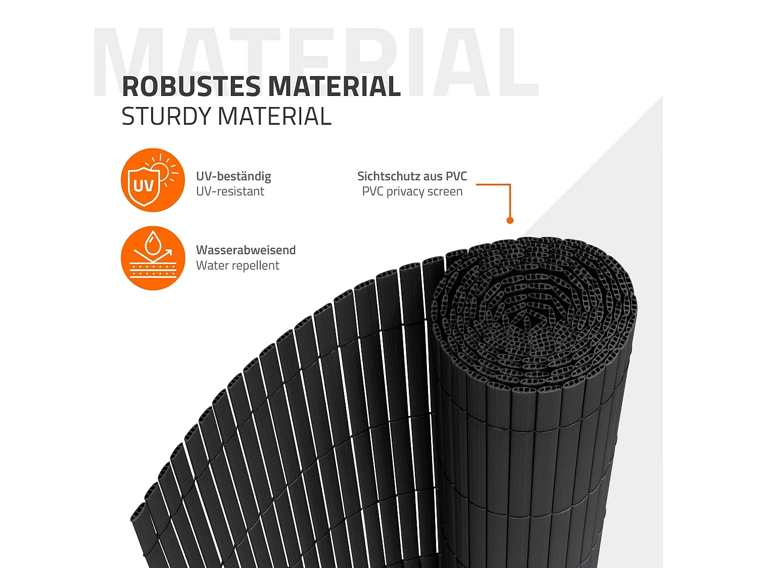 Filet de protection visuelle de jardin natte en PVC 90x300 cm clôture anthracite