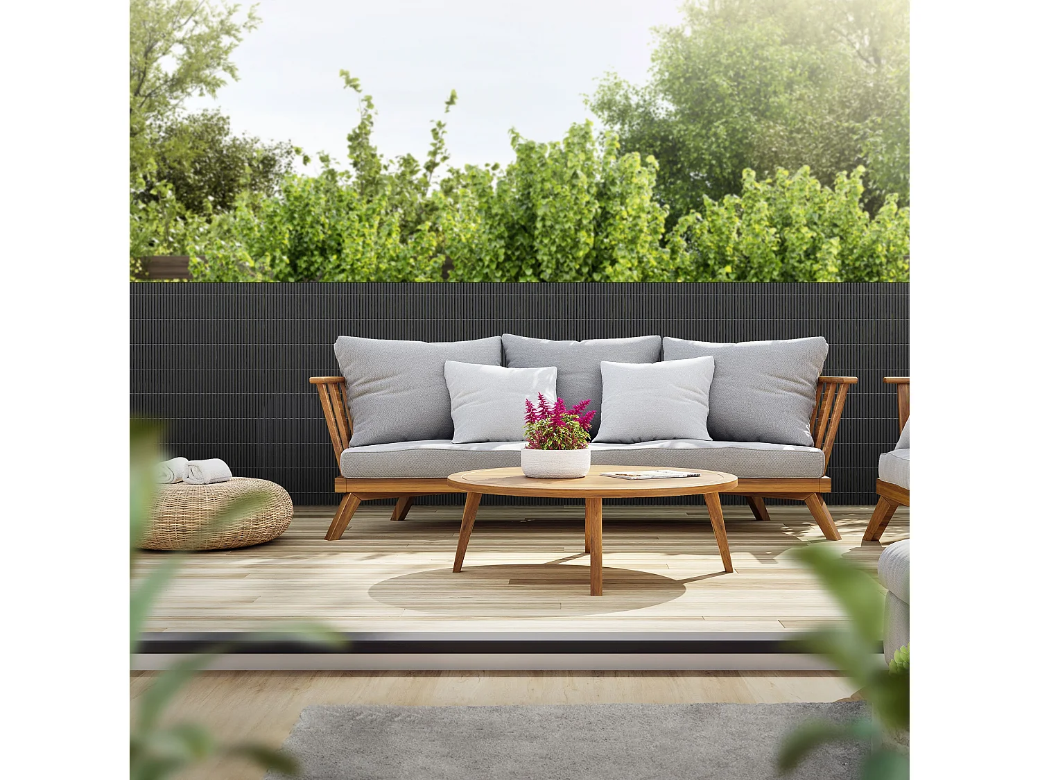 Filet de protection visuelle de jardin natte en PVC 90x300 cm clôture anthracite
