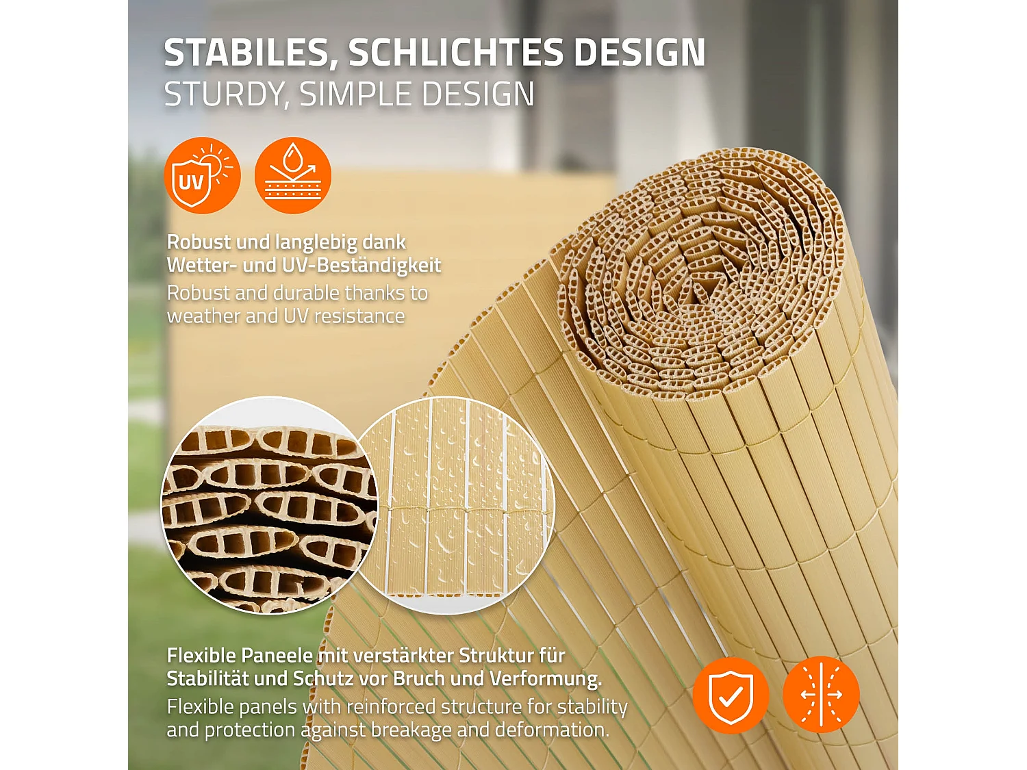 Siepe PVC 120x400 cm frangivento bambù canniccio impermeabile recinzione balcone