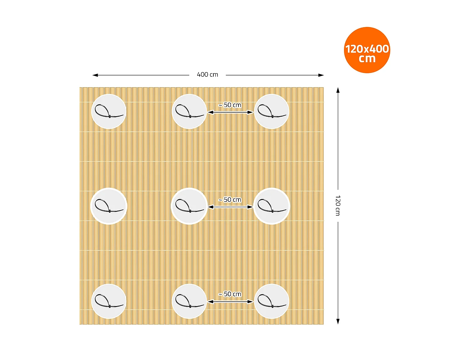 Siepe PVC 120x400 cm frangivento bambù canniccio impermeabile recinzione balcone
