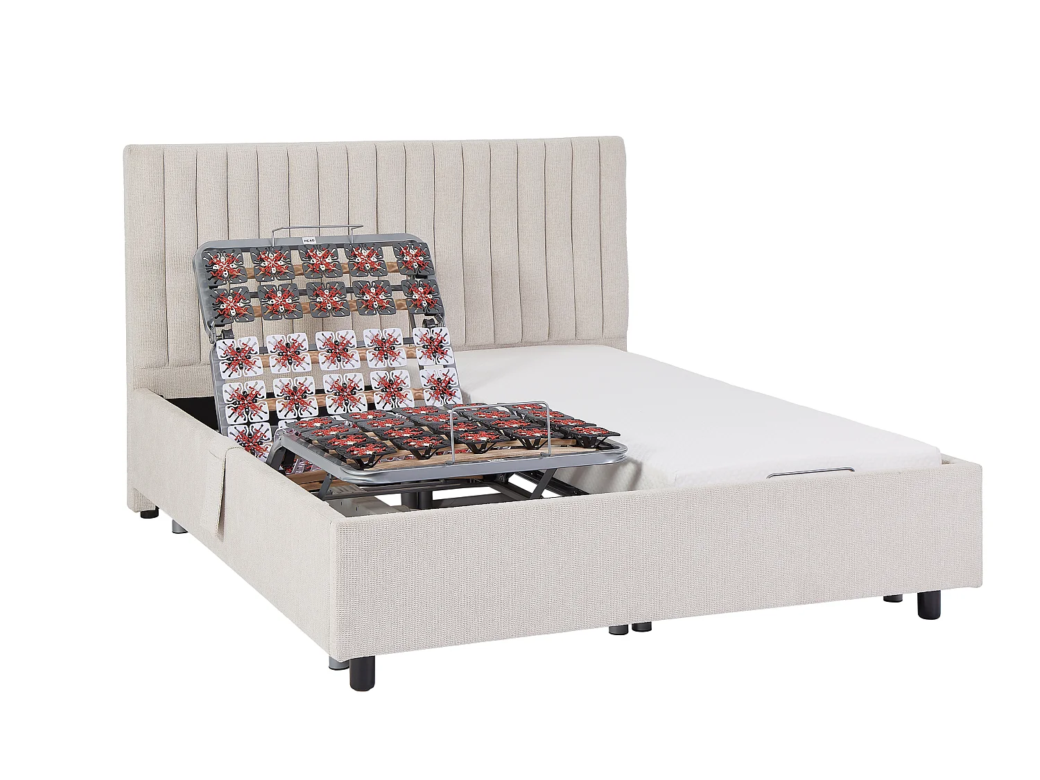 Elektrische decoratieve relaxbedbodem, 2 x 78 noppen - 2 x 90 x 200 cm - Stof - Beige - NALU van DREAMEA