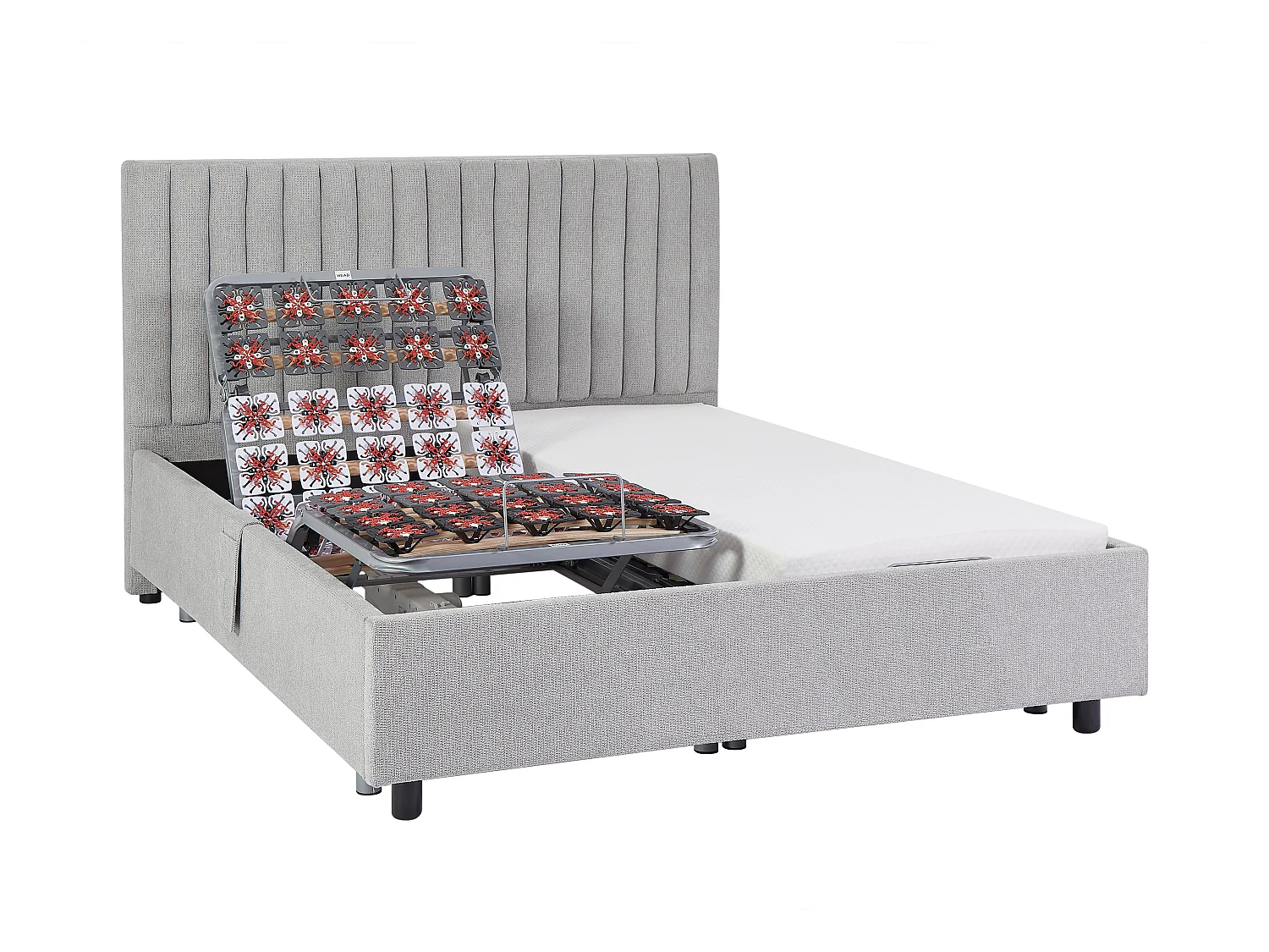 Elektrische decoratieve relaxbedbodem, 2 x 48 noppen - 2 x 70 x 190 cm - Stof - Grijs - NALU van DREAMEA