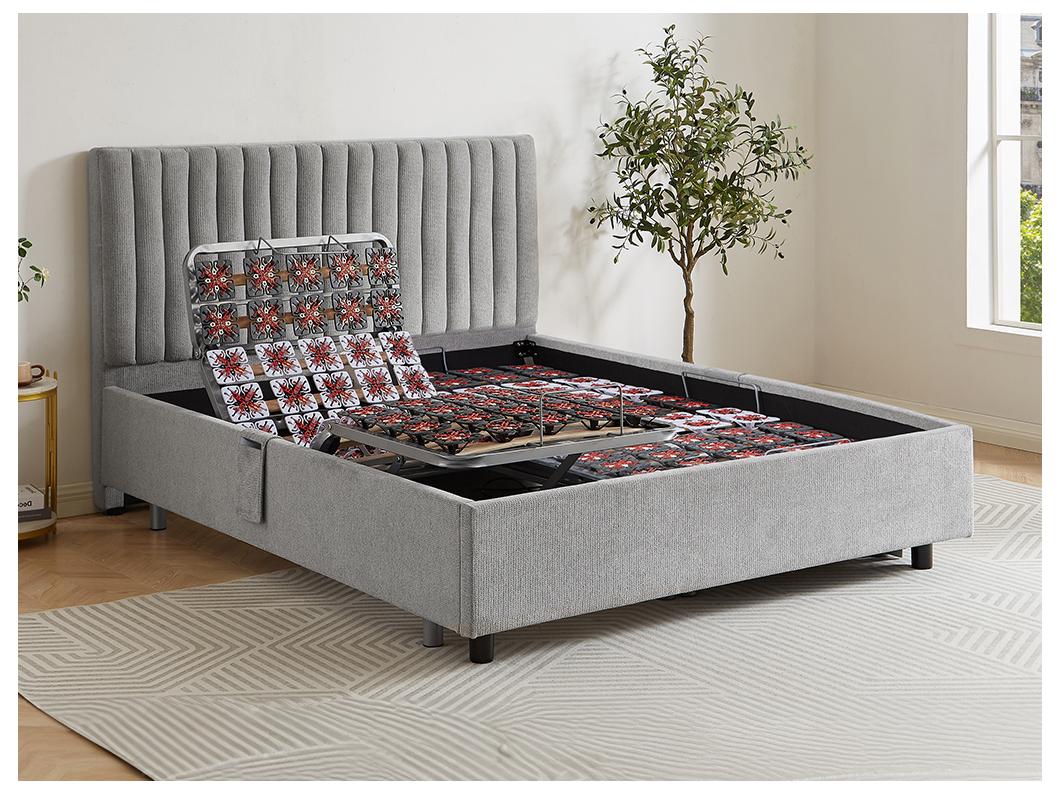 Sommier électrique de relaxation déco 2x78 plots - 2 x 90 x 200 cm - Tissu - Gris - NALU de DREAMEA