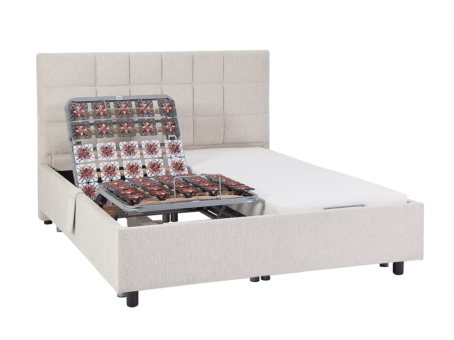 Dekoratives Bettgestell mit elektrischer Relaxfunktion - 2 x 78 Teller - 2 x 90 x 200 cm - Stoff - Beige - PITUS von DREAMEA