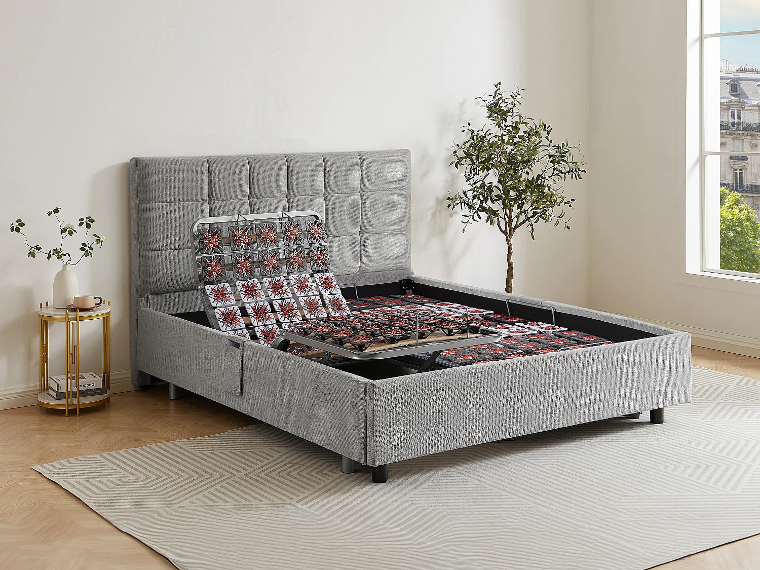 Elektrische decoratieve relaxbedbodem, 2 x 48 noppen - 2 x 70 x 190 cm - Stof - Grijs - PITUS van DREAMEA