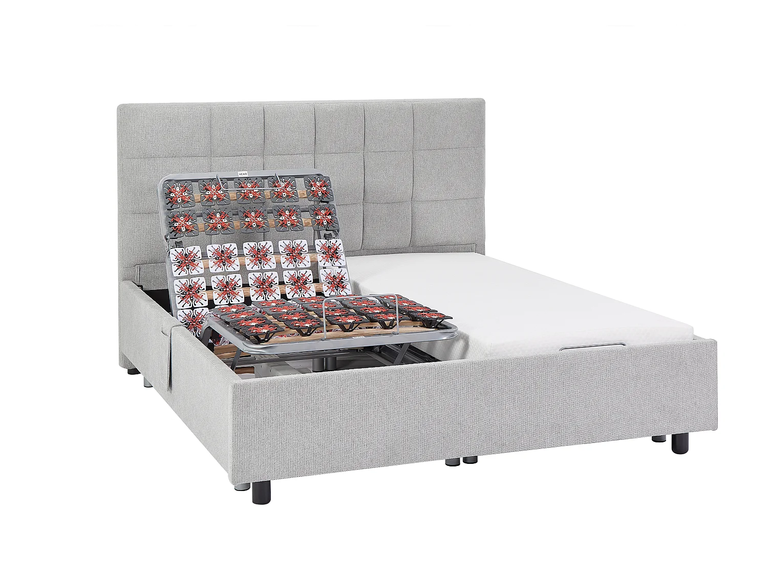 Sommier électrique de relaxation déco 2x65 plots - 2 x 80 x 200 cm - Tissu - Gris - PITUS de DREAMEA