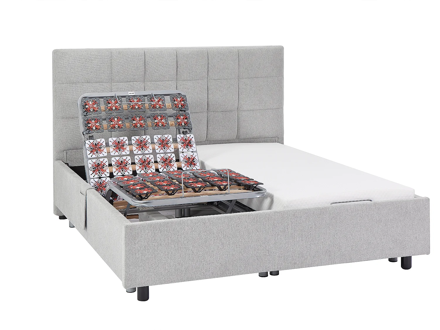 Sommier électrique de relaxation déco 2x65 plots - 2 x 80 x 200 cm - Tissu - Gris - PITUS de DREAMEA