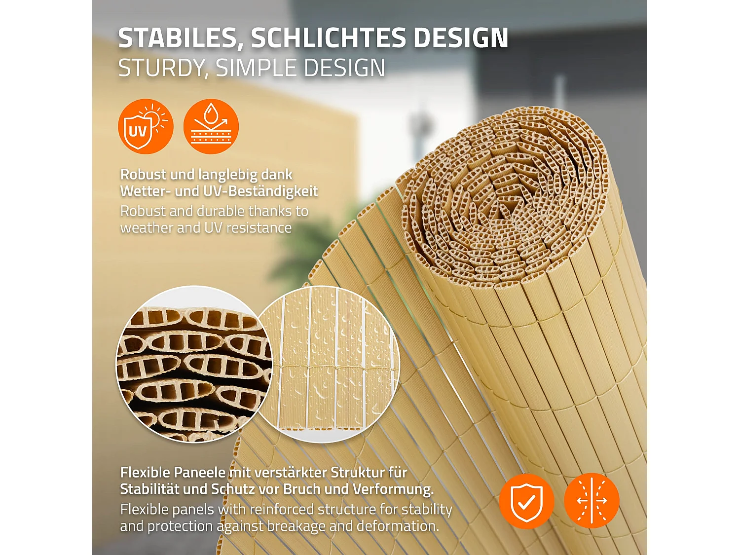 Canisse bambou PVC 160x800 cm clôture brise-vue pour balcon terrasse jardin