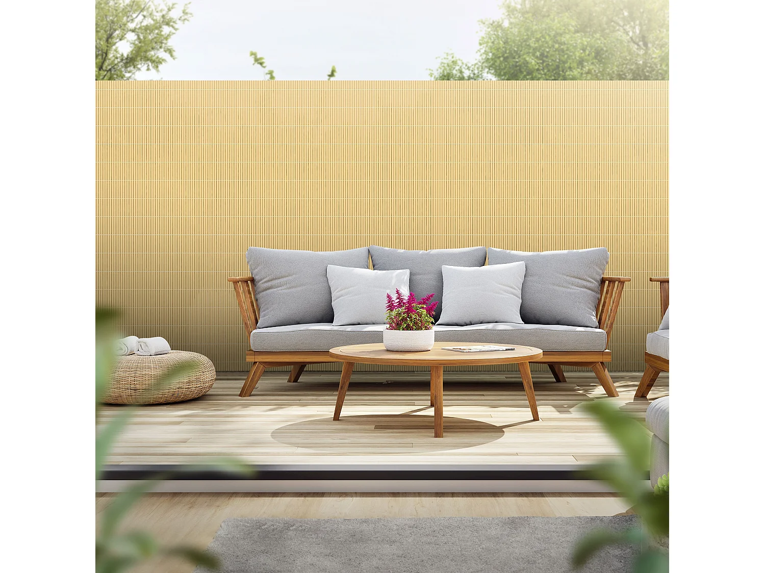 Canisse bambou PVC 160x800 cm clôture brise-vue pour balcon terrasse jardin