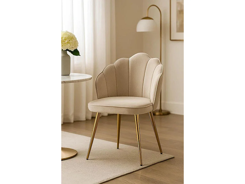 Sillas Comedor - Silla Blume Gold Terciopelo - Beige