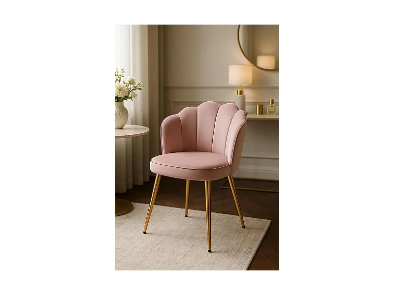 Sillas Comedor - Silla Blume Gold Terciopelo - Rosa