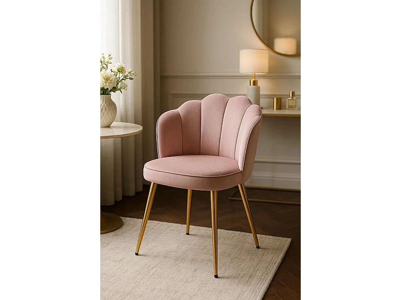 Sillas Comedor - Silla Blume Gold Terciopelo - Rosa