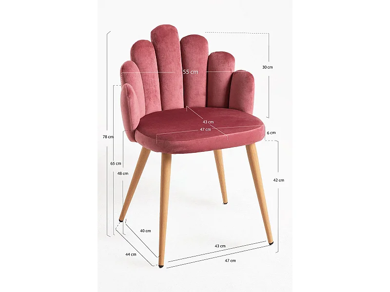 Sillas Comedor - Silla Hand Terciopelo - Rosa