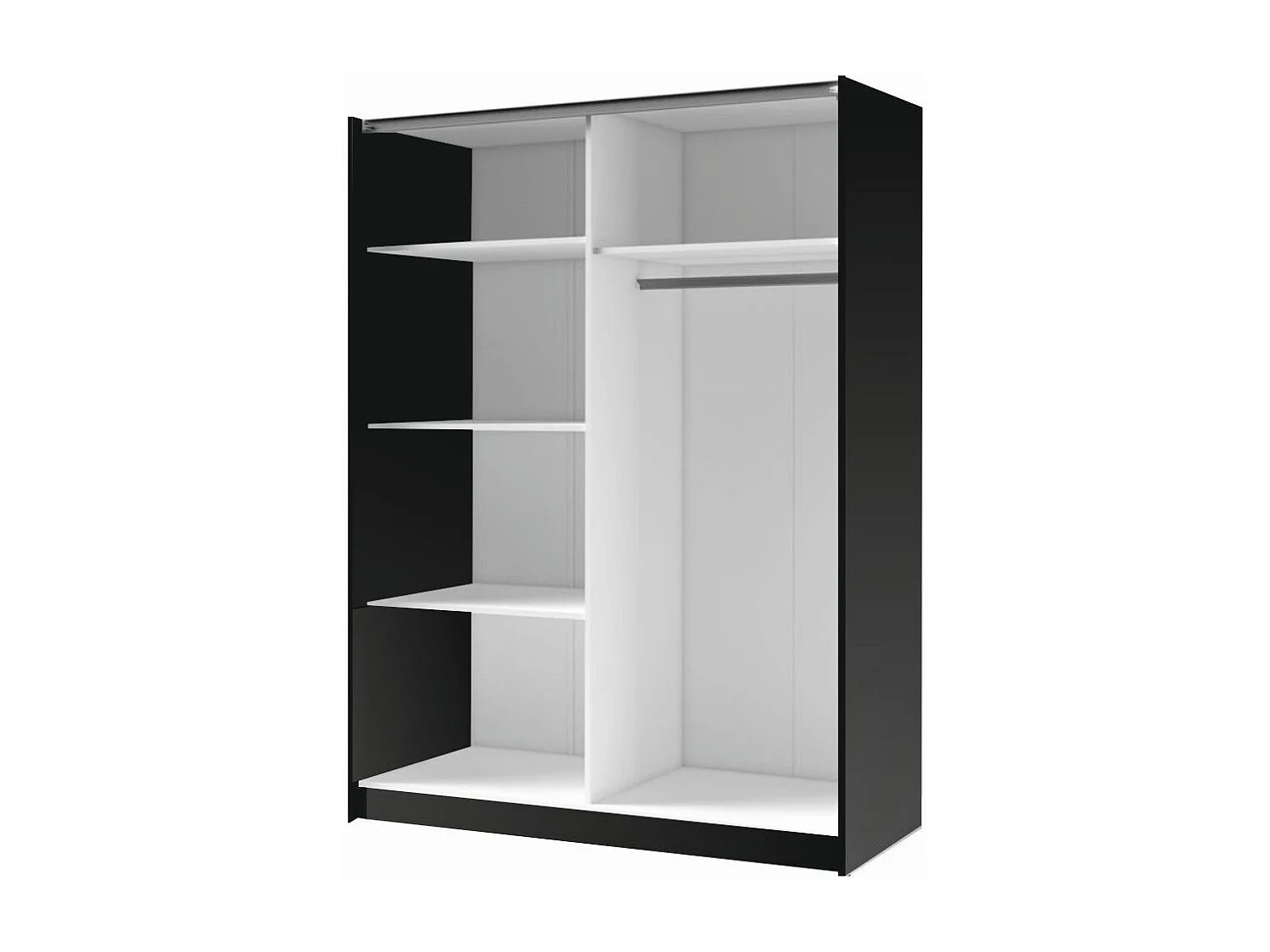 Armadio 2 porte scorrevoli con specchio 200 cm - nero e rovere - Collezione STRANO
